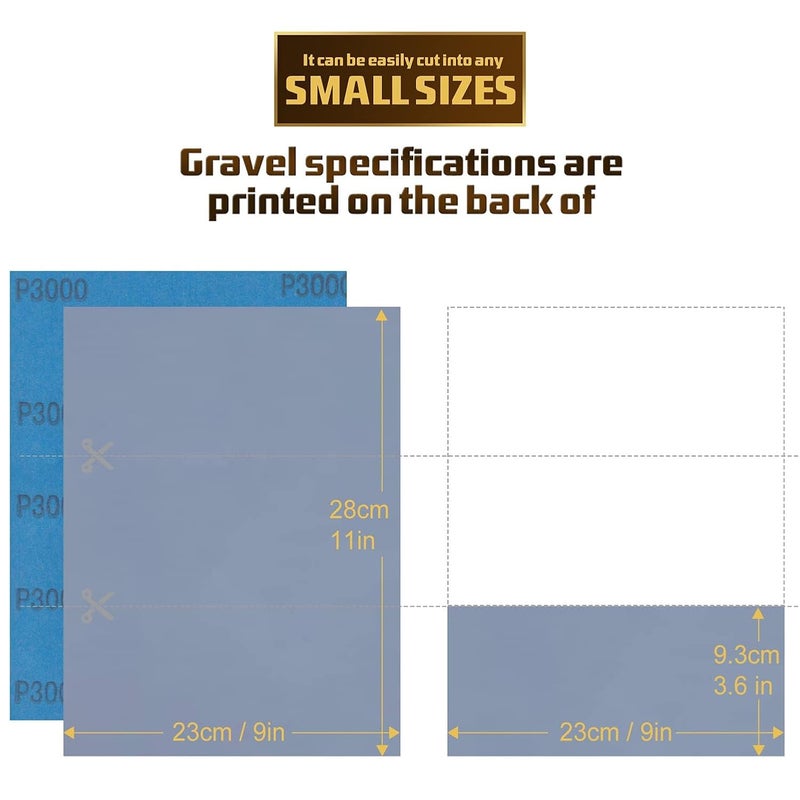 LCubro Sandpaper 3000 Grit, Wet Dry Sanding Sheets, High Performance Sand Paper for Wood Furniture Finishing, Metal Grinding, Automotive Polishing, 9 x 11 inches, 15-Sheets - Image 2